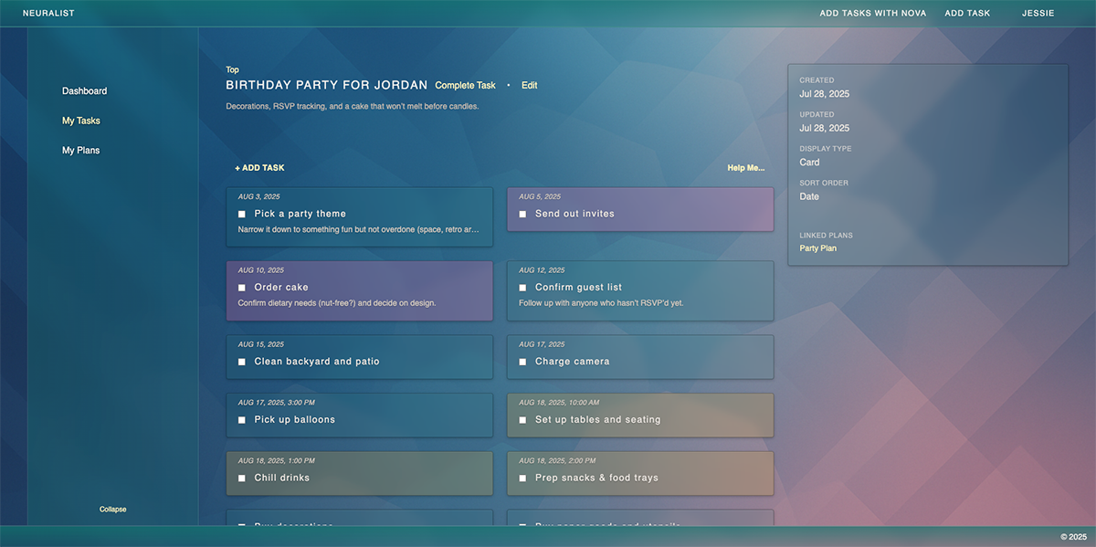 Screenshot of Neuralist task interface